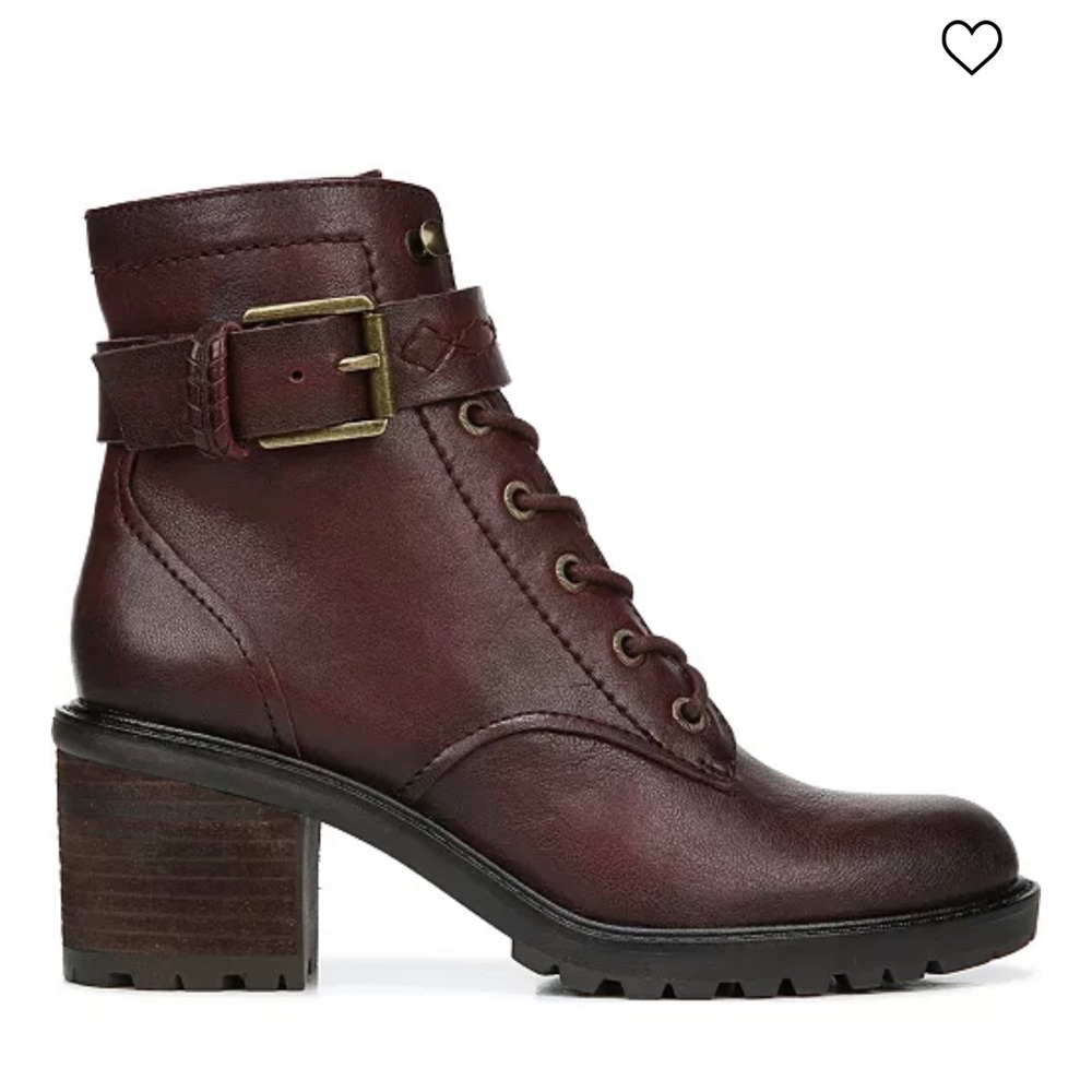 Zodiac Women's Gemma Lace-up Heeled Combat Booties Sz 8 in color Wine Leather